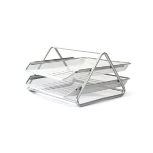 tasouq online shop uae Deluxe Metal Mesh 2 Tier Document Tray Silver.webp Desk & Office Requisites Desktop Organisers dubai abudhabi ajman sharjah ecommerce fujairah rak uaq website shopping deals for sale price